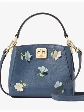 kate spade Blue Floral Leather Top-Handle Satchel